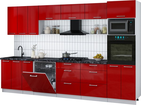 Кухонный гарнитур Интерлиния Мила Gloss 3.3-ПМ1-2 - фото