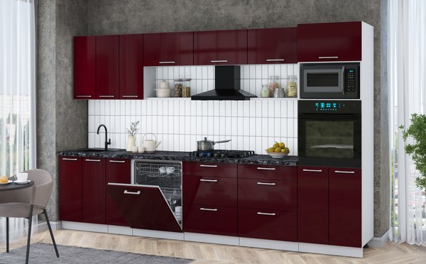 Кухонный гарнитур Интерлиния Мила Gloss 3.3-ПМ1-2