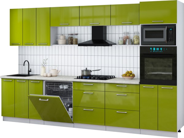 Кухонный гарнитур Интерлиния Мила Gloss 3.3-ПМ1-2 - фото