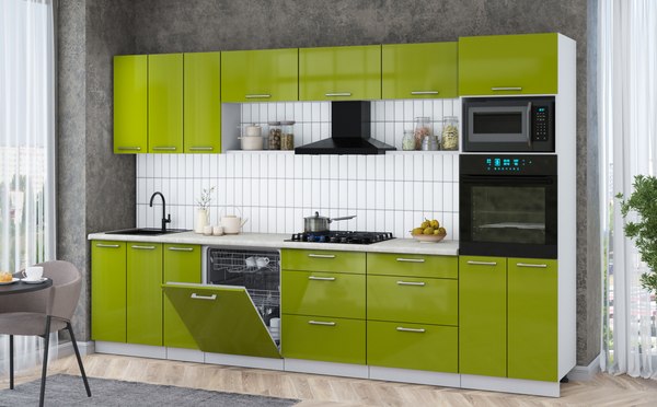 Кухонный гарнитур Интерлиния Мила Gloss 3.3-ПМ1-2