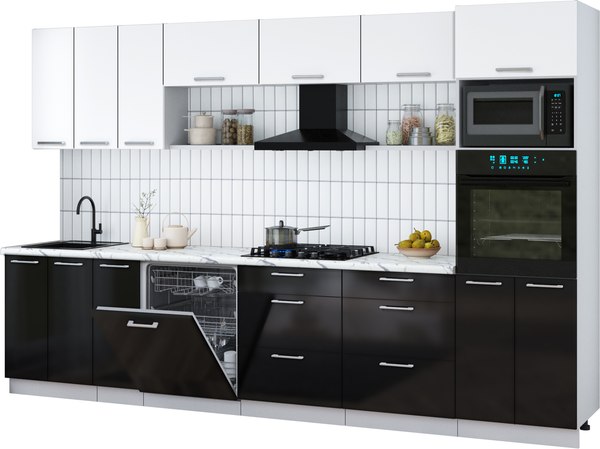 Кухонный гарнитур Интерлиния Мила Gloss 3.3-ПМ1-2 - фото