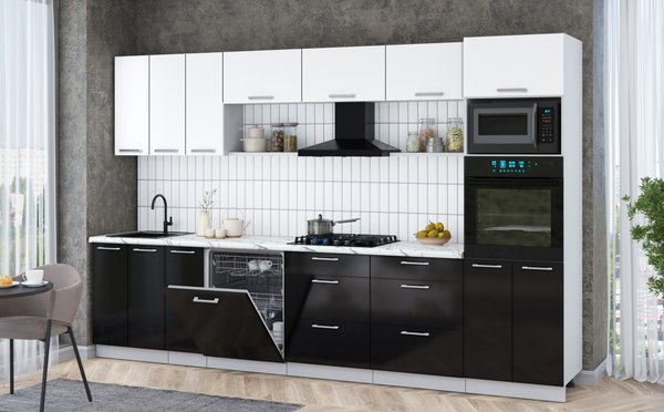 Кухонный гарнитур Интерлиния Мила Gloss 3.3-ПМ1-2