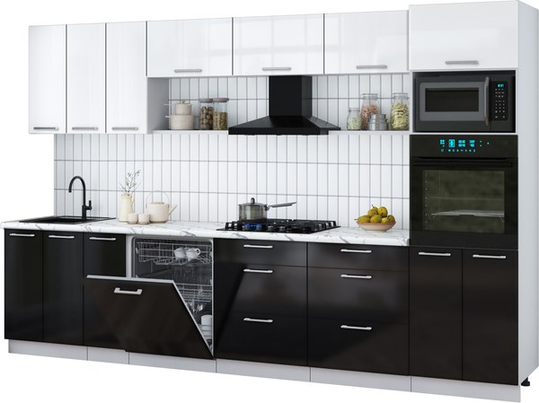 Кухонный гарнитур Интерлиния Мила Gloss 3.3-ПМ1-2 - фото