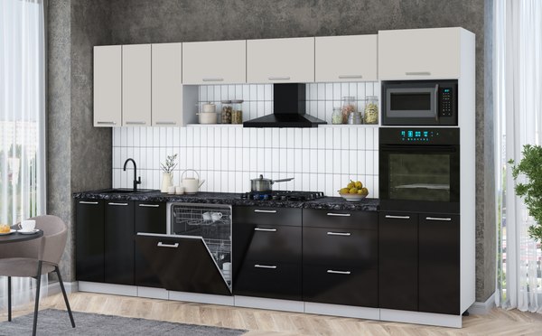 Кухонный гарнитур Интерлиния Мила Gloss 3.3-ПМ1-2