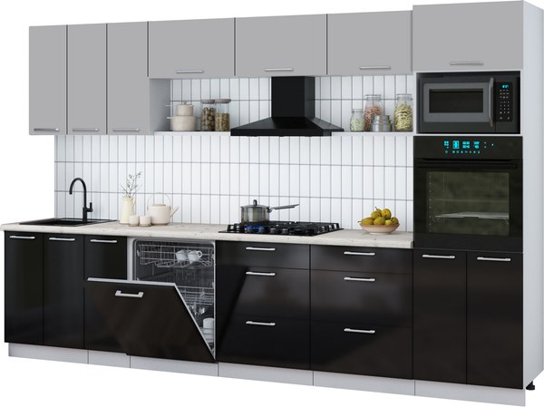 Кухонный гарнитур Интерлиния Мила Gloss 3.3-ПМ1-2 - фото