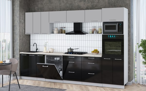 Кухонный гарнитур Интерлиния Мила Gloss 3.3-ПМ1-2