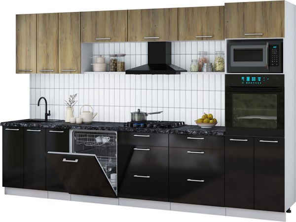 Кухонный гарнитур Интерлиния Мила Gloss 3.3-ПМ1-2 - фото