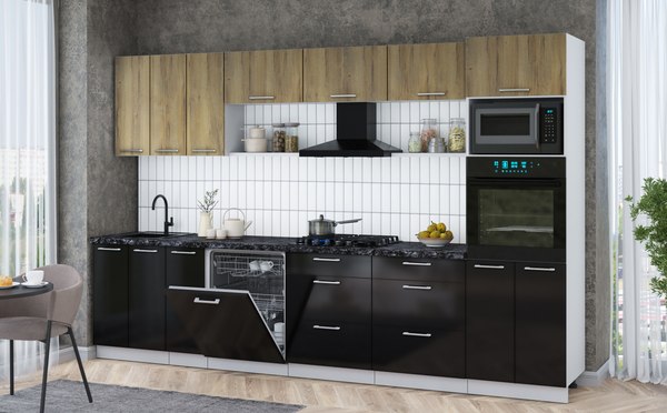 Кухонный гарнитур Интерлиния Мила Gloss 3.3-ПМ1-2