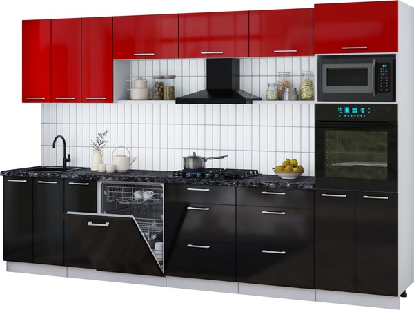 Кухонный гарнитур Интерлиния Мила Gloss 3.3-ПМ1-2 - фото