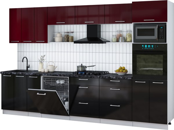 Кухонный гарнитур Интерлиния Мила Gloss 3.3-ПМ1-2 - фото