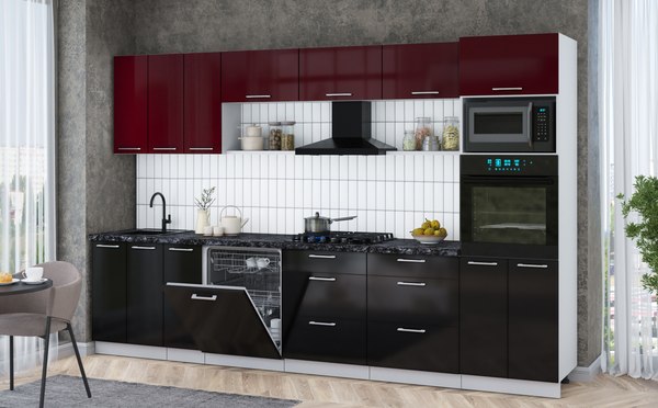 Кухонный гарнитур Интерлиния Мила Gloss 3.3-ПМ1-2