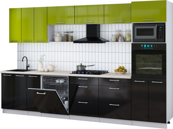 Кухонный гарнитур Интерлиния Мила Gloss 3.3-ПМ1-2 - фото