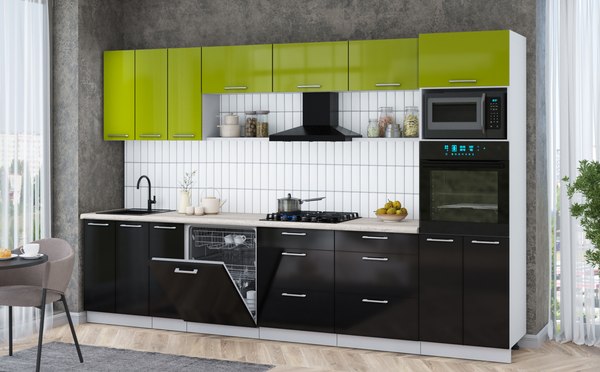 Кухонный гарнитур Интерлиния Мила Gloss 3.3-ПМ1-2