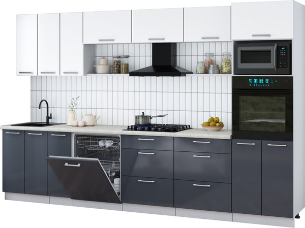 Кухонный гарнитур Интерлиния Мила Gloss 3.3-ПМ1-2 - фото