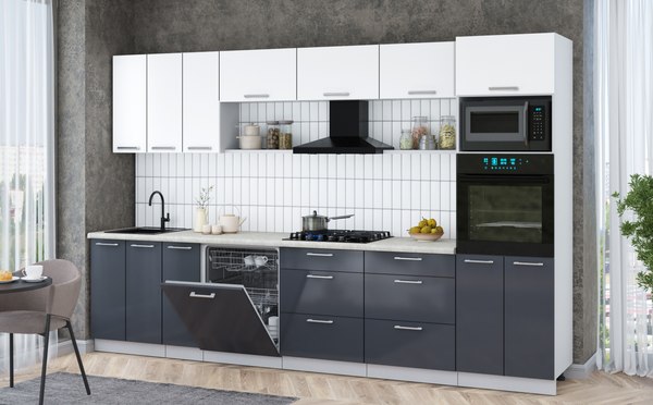 Кухонный гарнитур Интерлиния Мила Gloss 3.3-ПМ1-2