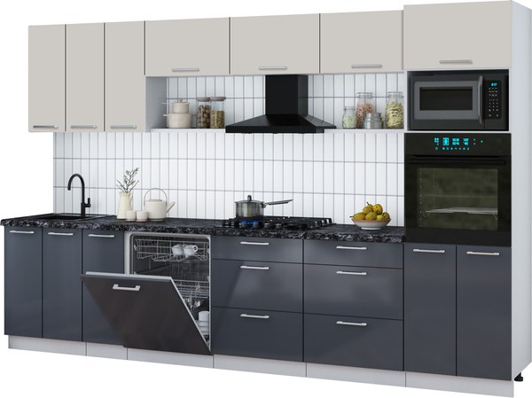 Кухонный гарнитур Интерлиния Мила Gloss 3.3-ПМ1-2 - фото