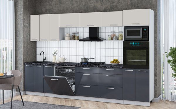 Кухонный гарнитур Интерлиния Мила Gloss 3.3-ПМ1-2