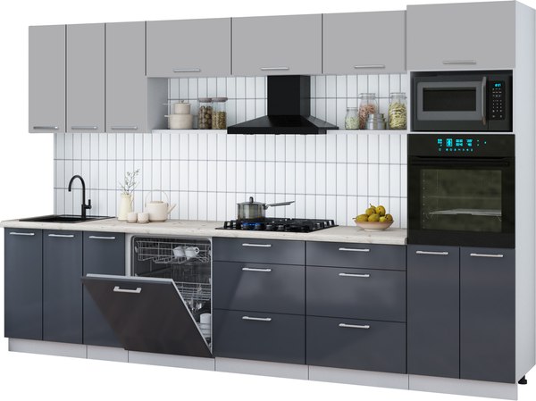 Кухонный гарнитур Интерлиния Мила Gloss 3.3-ПМ1-2 - фото