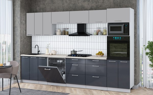 Кухонный гарнитур Интерлиния Мила Gloss 3.3-ПМ1-2