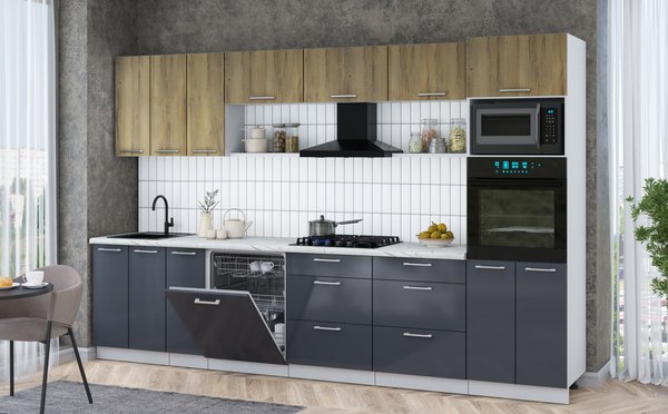 Кухонный гарнитур Интерлиния Мила Gloss 3.3-ПМ1-2