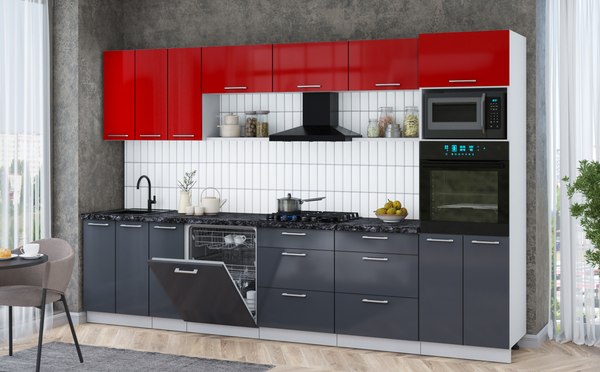 Кухонный гарнитур Интерлиния Мила Gloss 3.3-ПМ1-2