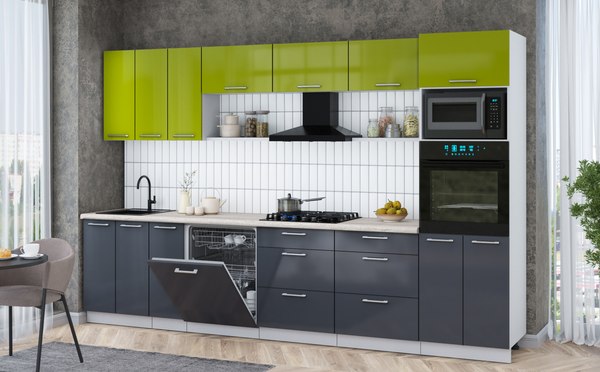 Кухонный гарнитур Интерлиния Мила Gloss 3.3-ПМ1-2