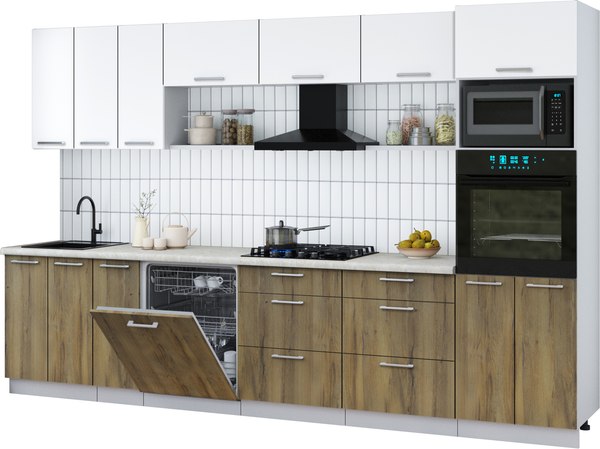 Кухонный гарнитур Интерлиния Мила Gloss 3.3-ПМ1-2 - фото