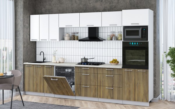 Кухонный гарнитур Интерлиния Мила Gloss 3.3-ПМ1-2