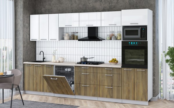 Кухонный гарнитур Интерлиния Мила Gloss 3.3-ПМ1-2