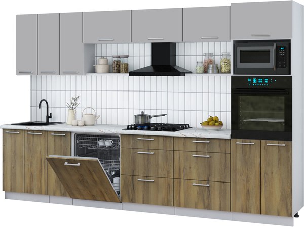 Кухонный гарнитур Интерлиния Мила Gloss 3.3-ПМ1-2 - фото