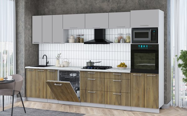 Кухонный гарнитур Интерлиния Мила Gloss 3.3-ПМ1-2