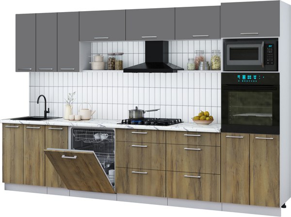 Кухонный гарнитур Интерлиния Мила Gloss 3.3-ПМ1-2 - фото