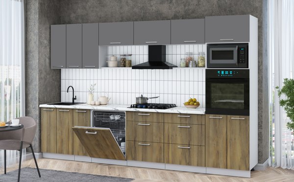 Кухонный гарнитур Интерлиния Мила Gloss 3.3-ПМ1-2