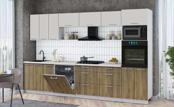 Кухонный гарнитур Интерлиния Мила Gloss 3.3-ПМ1-2