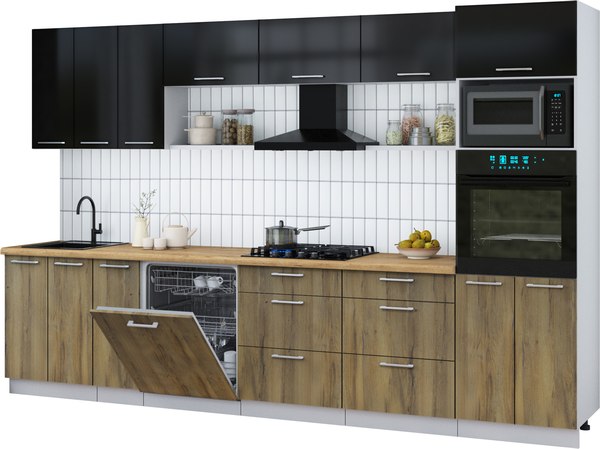 Кухонный гарнитур Интерлиния Мила Gloss 3.3-ПМ1-2 - фото