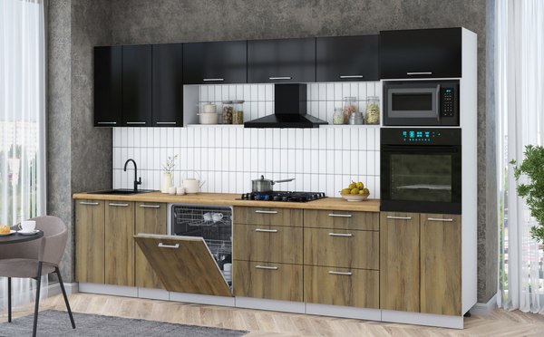 Кухонный гарнитур Интерлиния Мила Gloss 3.3-ПМ1-2