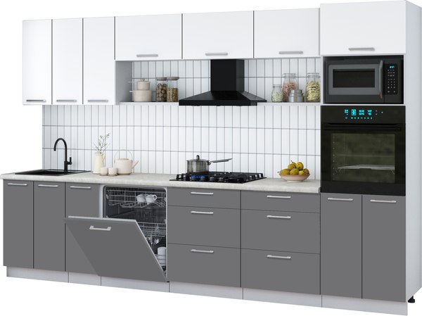 Кухонный гарнитур Интерлиния Мила Gloss 3.3-ПМ1-2 - фото