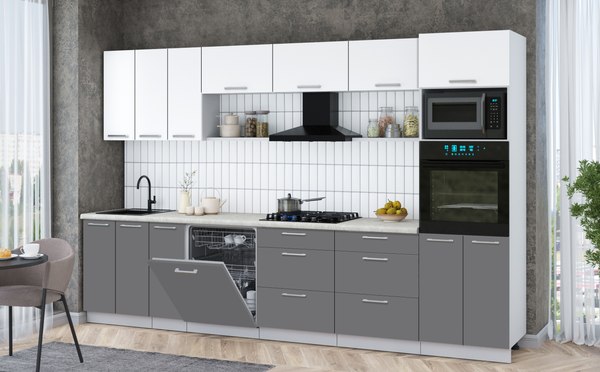 Кухонный гарнитур Интерлиния Мила Gloss 3.3-ПМ1-2