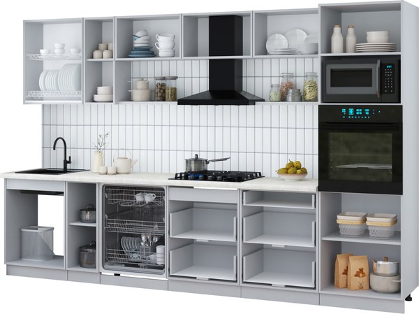 Кухонный гарнитур Интерлиния Мила Gloss 3.3-ПМ1-2