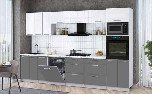 Кухонный гарнитур Интерлиния Мила Gloss 3.3-ПМ1-2