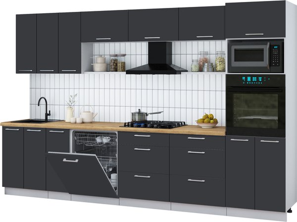 Кухонный гарнитур Интерлиния Мила Gloss 3.3-ПМ1-2 - фото