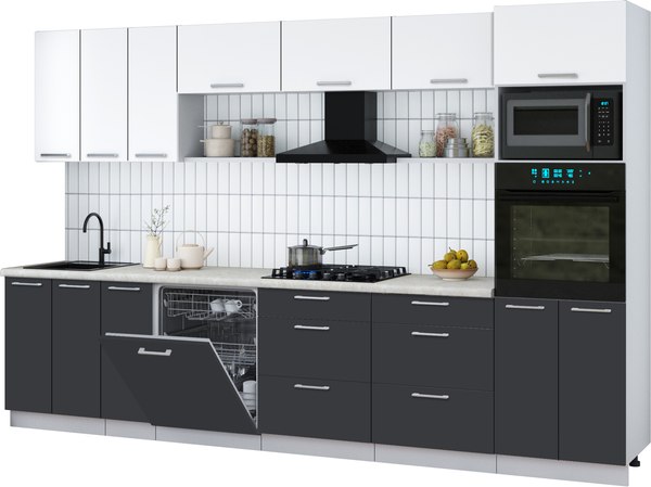 Кухонный гарнитур Интерлиния Мила Gloss 3.3-ПМ1-2 - фото