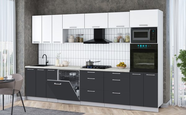 Кухонный гарнитур Интерлиния Мила Gloss 3.3-ПМ1-2