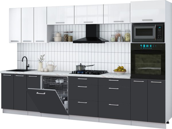 Кухонный гарнитур Интерлиния Мила Gloss 3.3-ПМ1-2 - фото