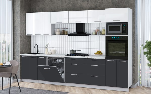 Кухонный гарнитур Интерлиния Мила Gloss 3.3-ПМ1-2