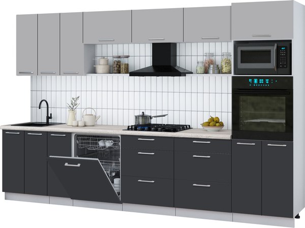 Кухонный гарнитур Интерлиния Мила Gloss 3.3-ПМ1-2 - фото