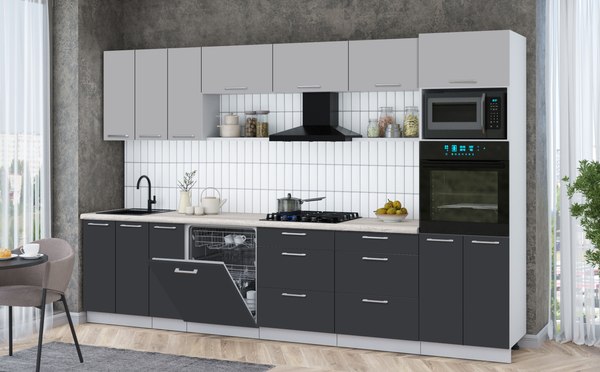 Кухонный гарнитур Интерлиния Мила Gloss 3.3-ПМ1-2