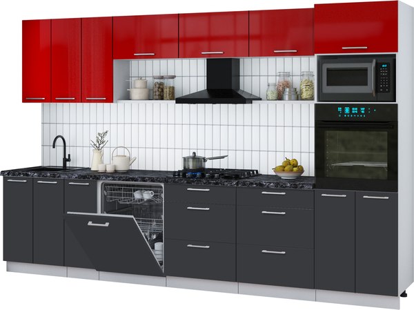 Кухонный гарнитур Интерлиния Мила Gloss 3.3-ПМ1-2 - фото