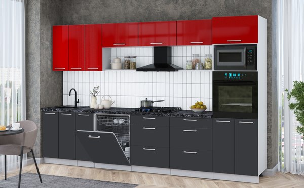 Кухонный гарнитур Интерлиния Мила Gloss 3.3-ПМ1-2