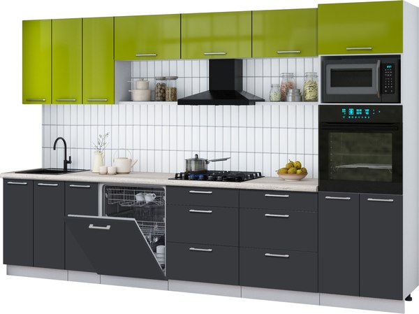 Кухонный гарнитур Интерлиния Мила Gloss 3.3-ПМ1-2 - фото